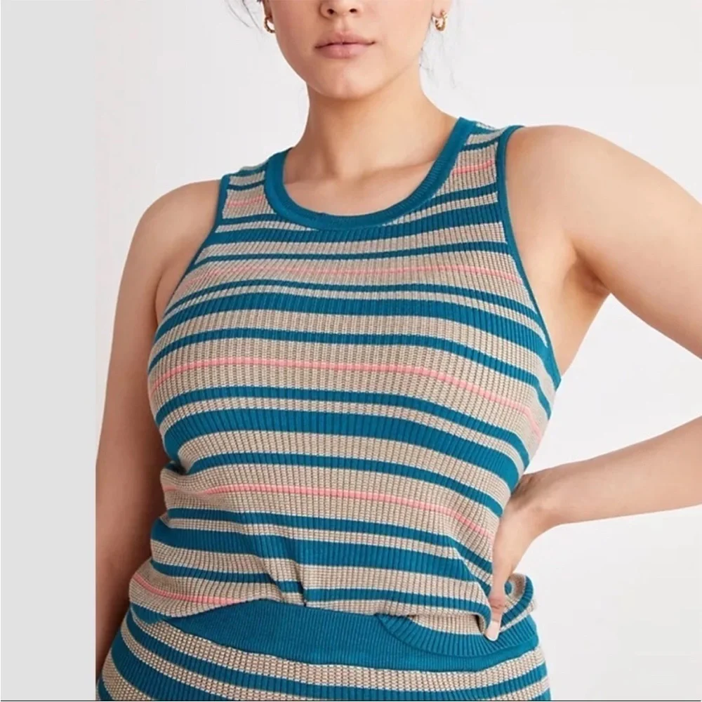 Anthropologie Dolan Striped Knit Skirt Set Sleeveless Pleated Two Piece S NWT